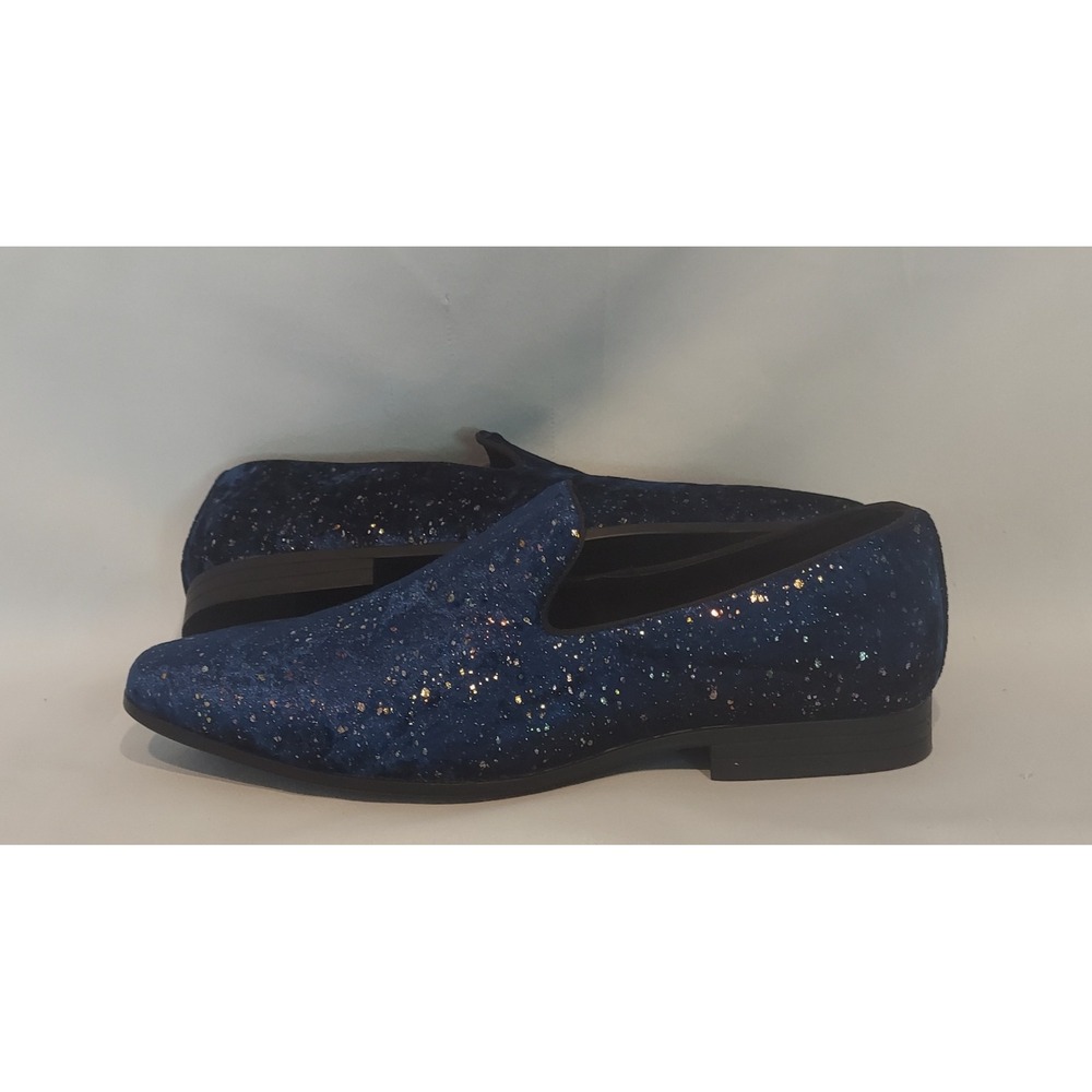 Stacy Adams Mens Royal Blue Stellar Glitter Velour Slip-Ons Loafers Size 11